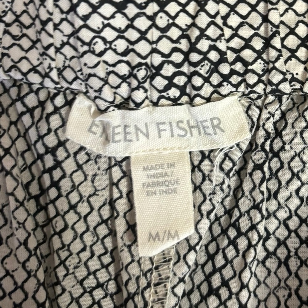 RARE Eileen Fisher 100% Organic Cotton Chainette Printed Wide Leg Crop P… - Picture 5 of 11